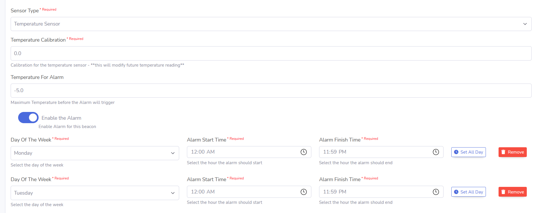Digital twin temperature monitoring dashboard